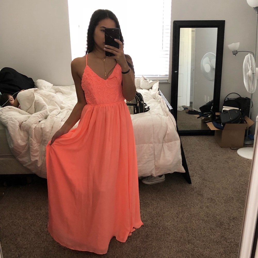 Coral maxi dress